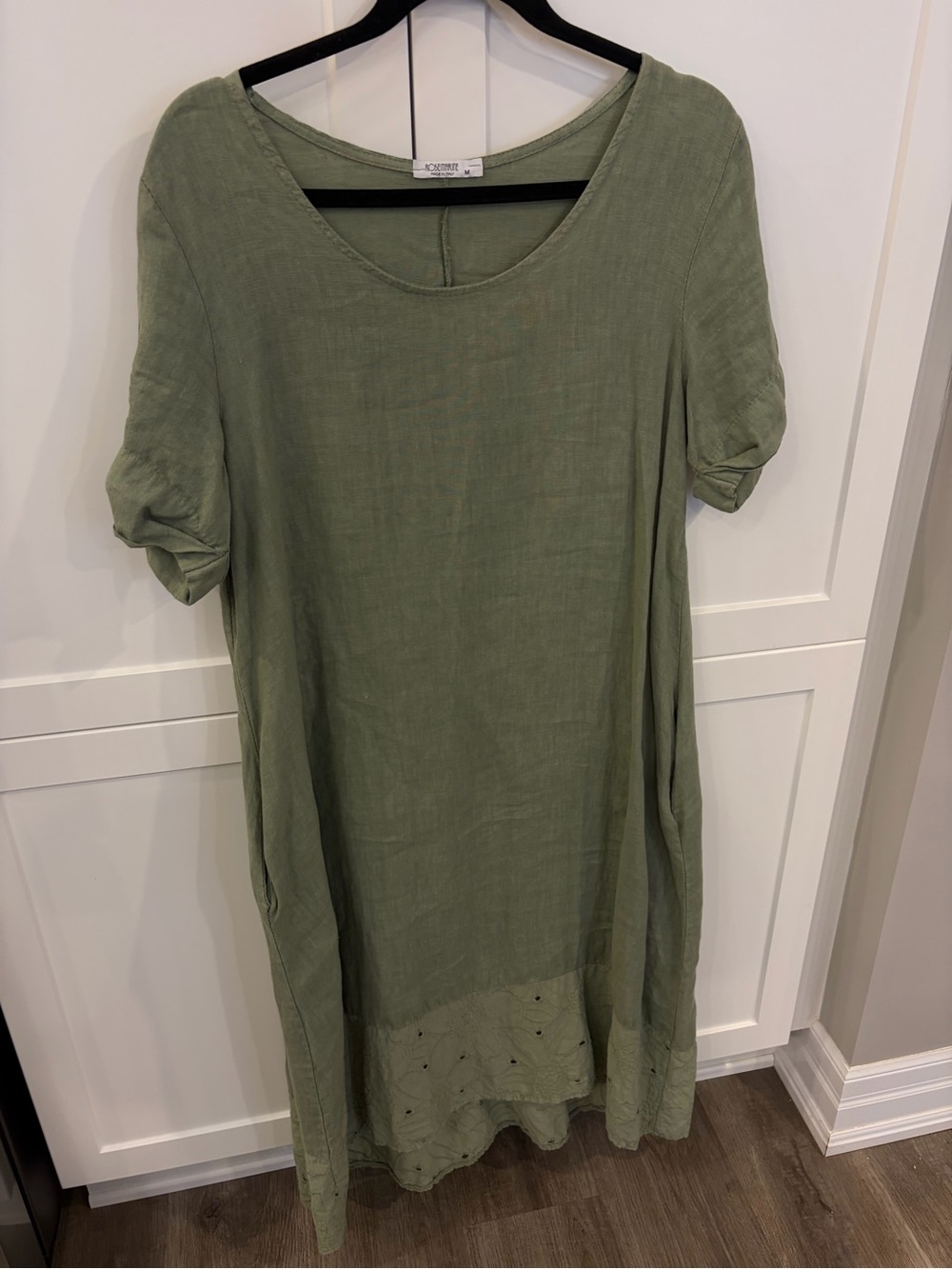 Olive Green Linen Shift Dress